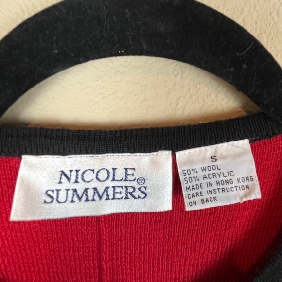 Nicole Summers Red/Black Button Down Sweater Cardigan Gold Buttons; Size S - Picture 6 of 8